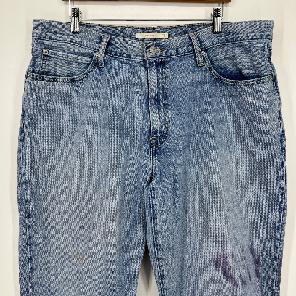Levis 94 Baggy Jeans Womens 34 Light Wash Blue Denim Relaxed Wide Leg - Picture 10 of 16